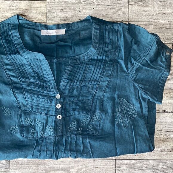 Charlotte Russe, Dusty Blue, Retro, Peasant Blouse - Picture 6 of 12